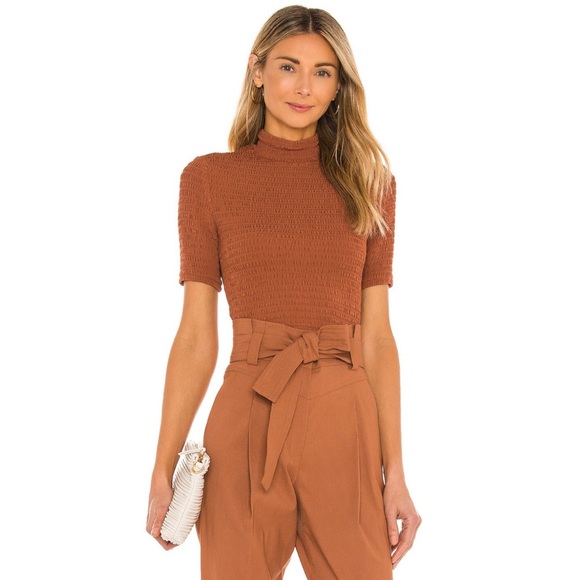 A.L.C. Dana Smocked Top in Deep Amber - Picture 2 of 11